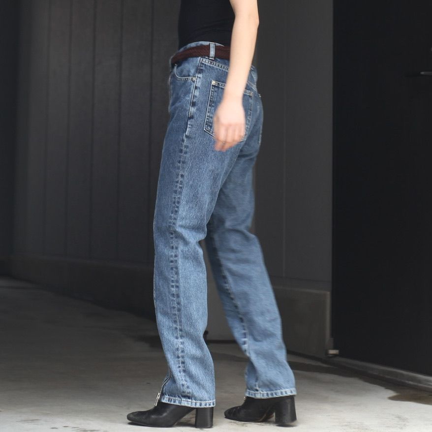 WASHED DENIM ZIPPED PANTS / INDIGO - デニム/ジーンズ