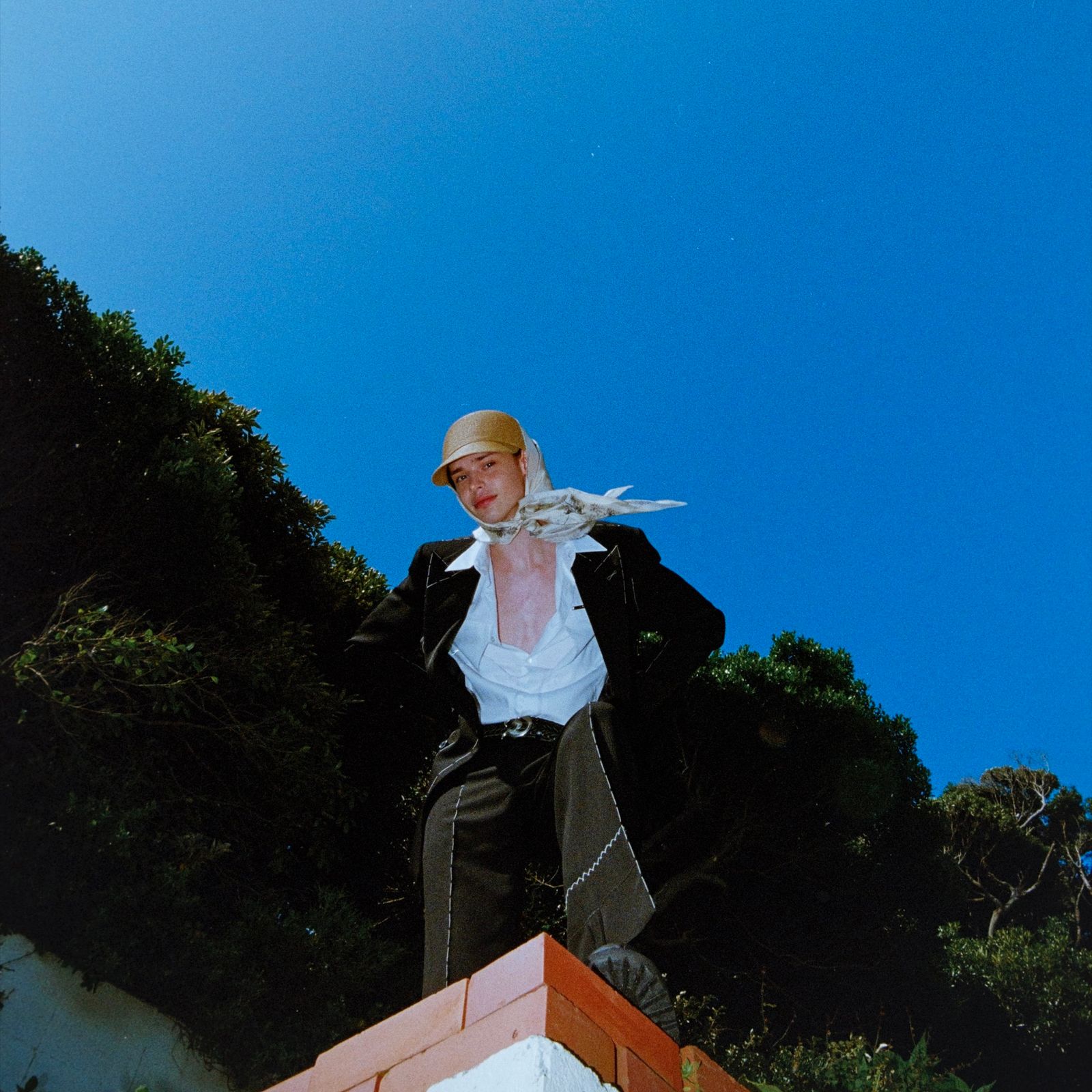 【残り一点】"Hand Stitch" Roll Up Straight Slacks