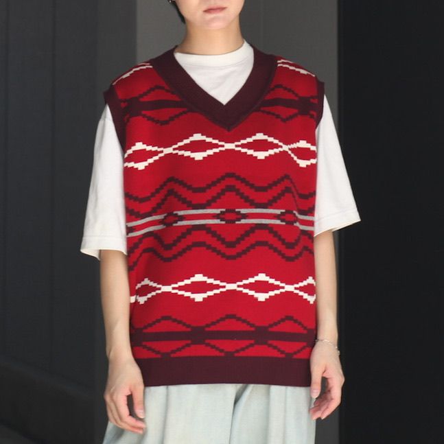 TTT MSW - 【残り一点】Nordic Knit Vest Red | ACRMTSM ONLINE STORE