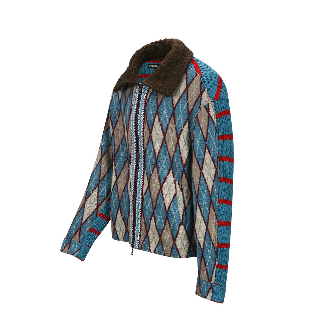 【残り一点】Argyle&Stripe Half Zip-up Cardigan