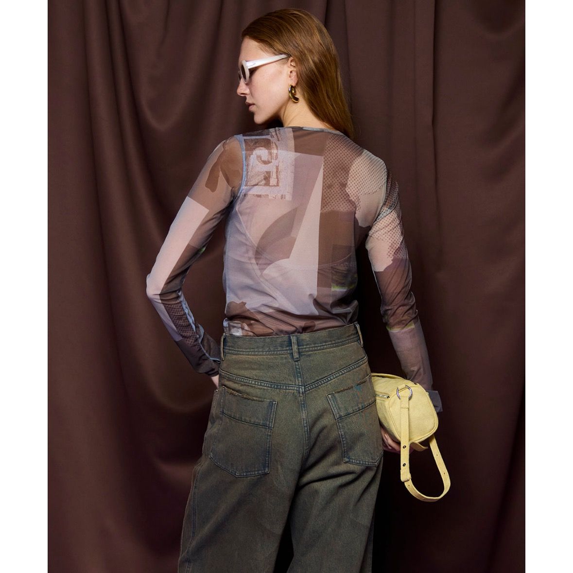 【残り一点】フォトコラージュメッシュトップス