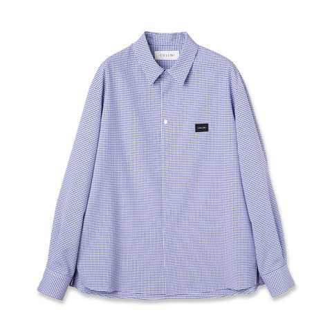 【残り一点】Gingham Check Front Fly Embroidery Patch Shirt
