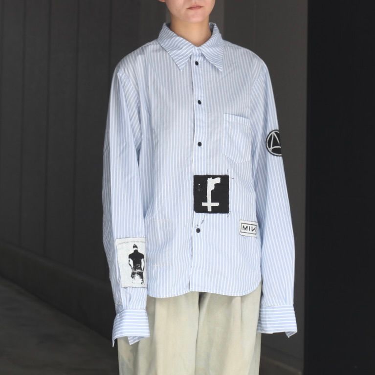 【残り一点】Bootleg Stripe Shirts With Patched(MIN)