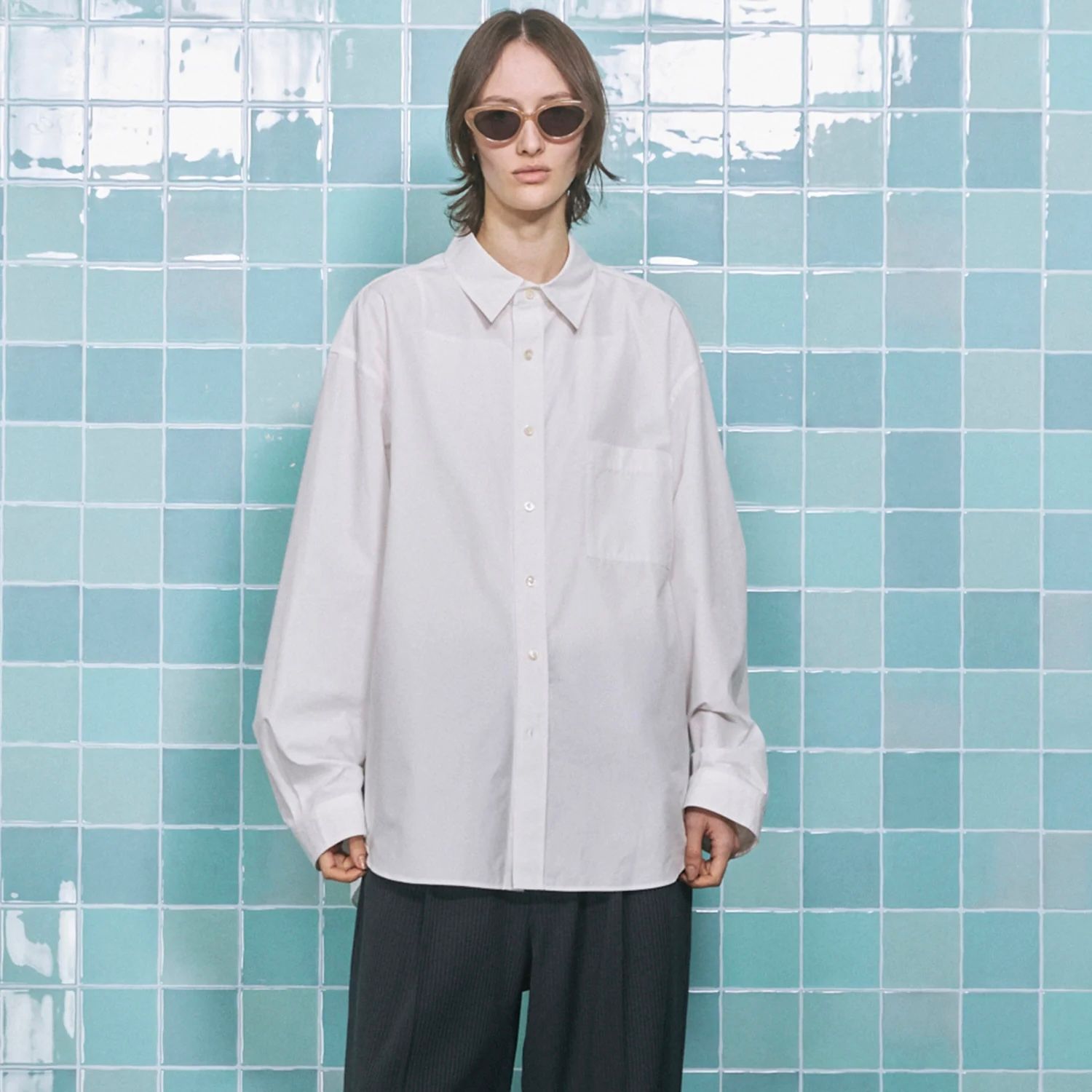【残り一点】120 / 2 Suvin Cotton Typewriter Prime-Over Shirt