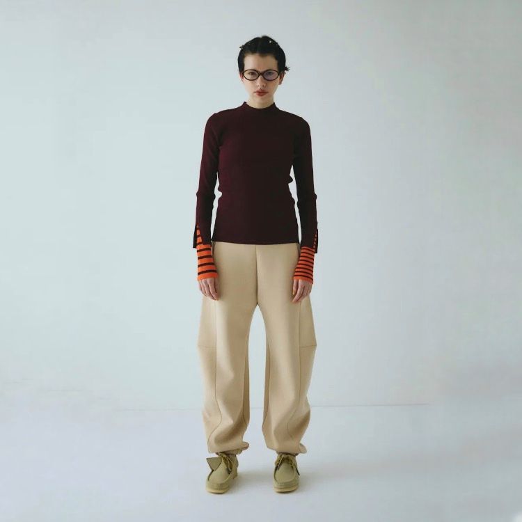 【残り一点】Border Double Cuff Knit Top