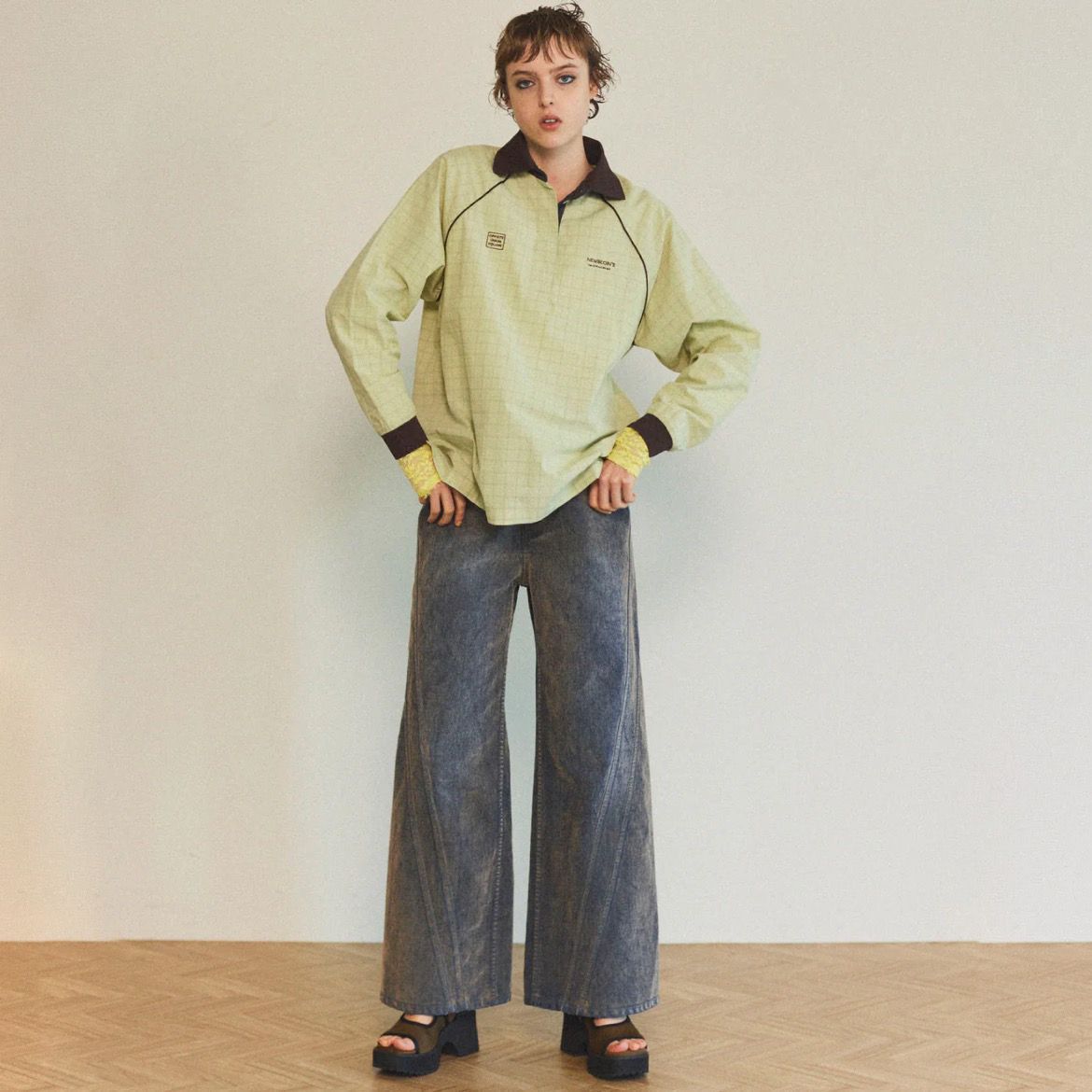 【残り一点】Wide Straight Flocking Denim Pants