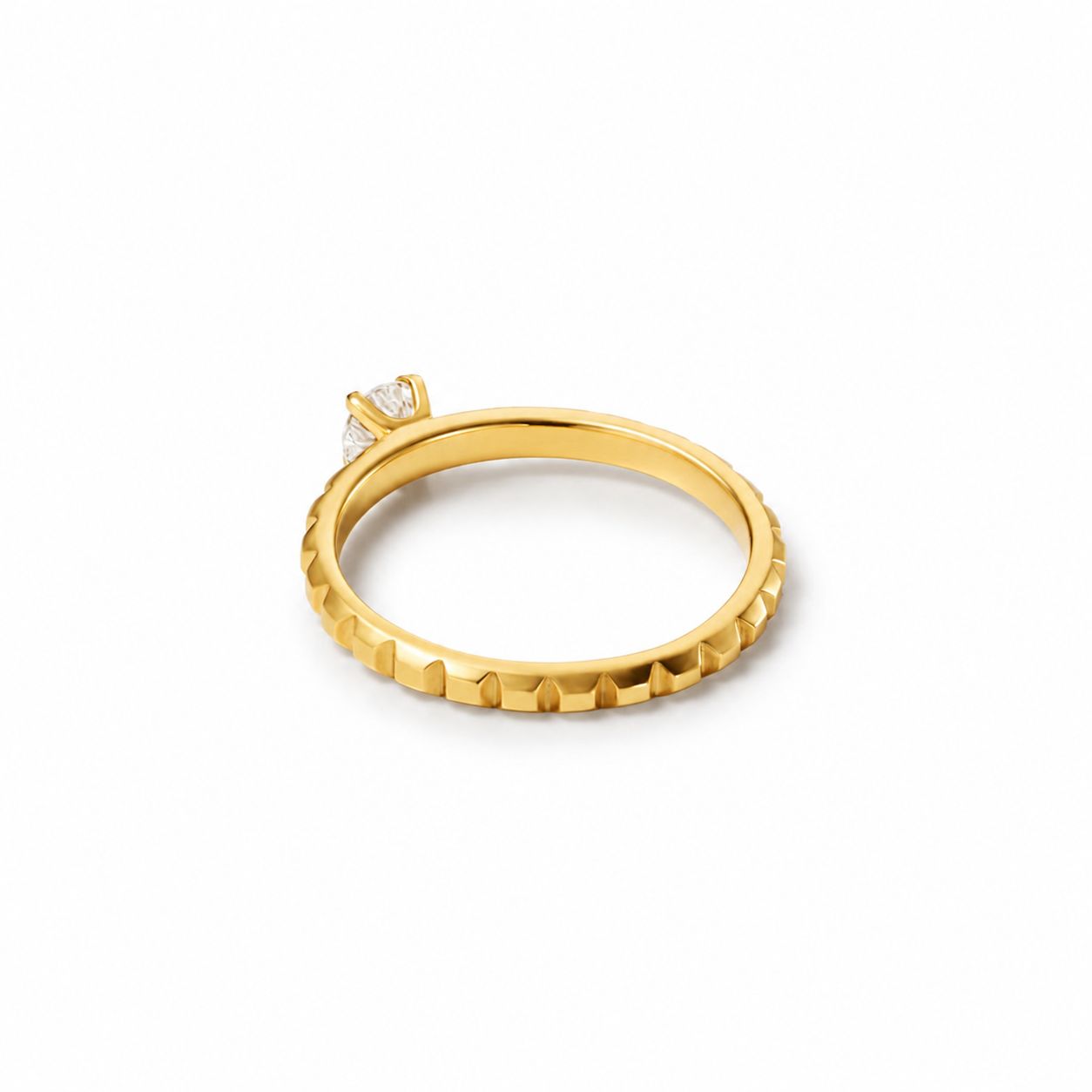 【お取り寄せ注文可能】Flat Studs Ring W / Dia(K18 YELLOW GOLD)