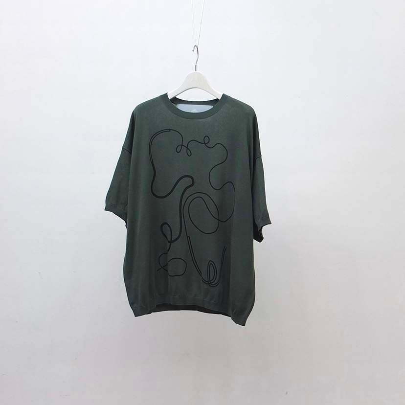 【残り一点】ステッチプリントショートSLニットPO