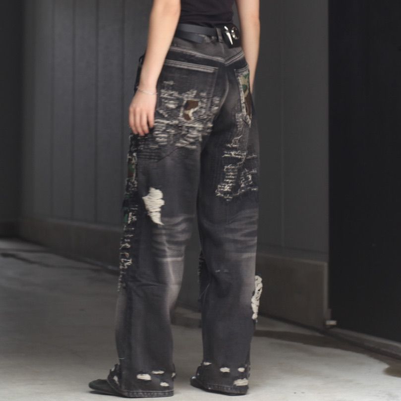 【残り一点】Vintage-Stitched Camo Denim Pants