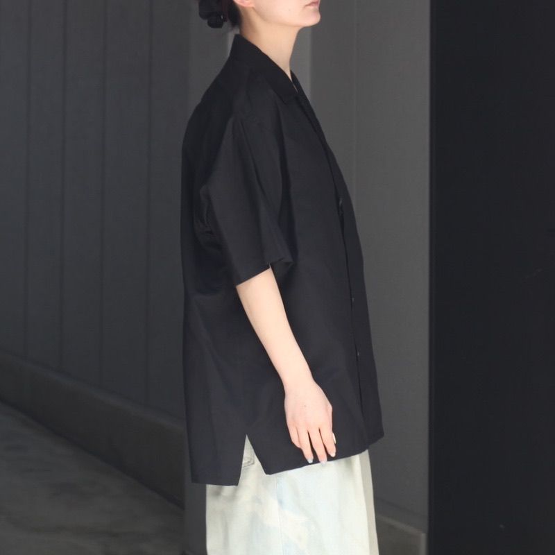 【残りわずか】Silk Cupro Twill Open Collar S/S Shirt