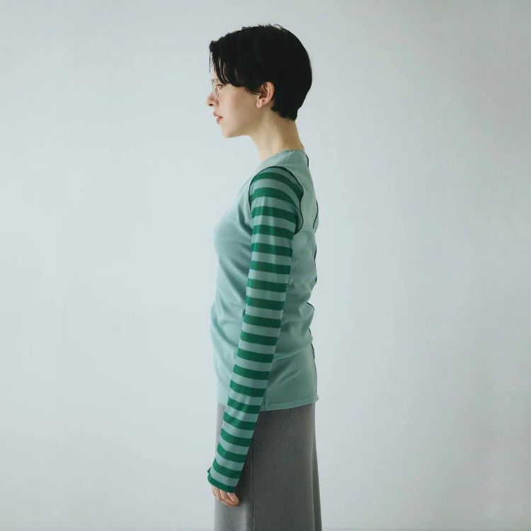 【残り一点】Border Sleeve Mesh Inner Tops