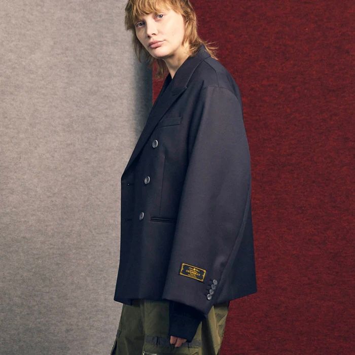 【残り一点】48/2 4Colors Chambray Wool Prime-Over Double Jacket