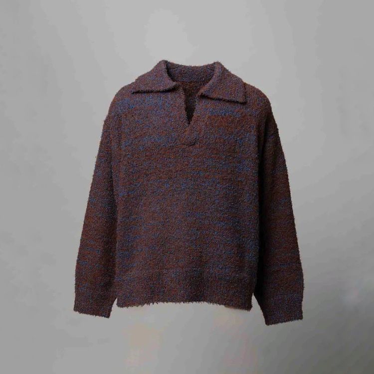 【残り一点】Mix Color Fancy Yarn Prime-Over Skipper Knit Pullover