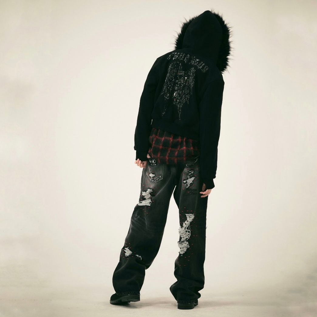 【残り一点】TC Angels Crystal Embellished Hooded Zip Up