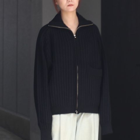 【残り一点】Wide Rib Highneck Zip Cardigan