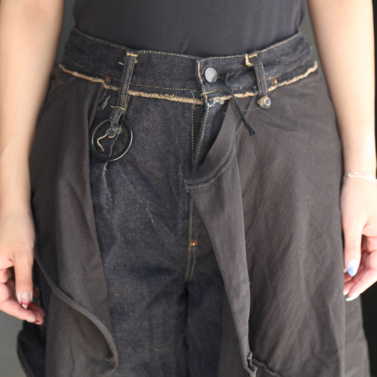 【残り一点】Slash Seam Twist Cargo Jeans with Wrapped(COALMINE RIGID)