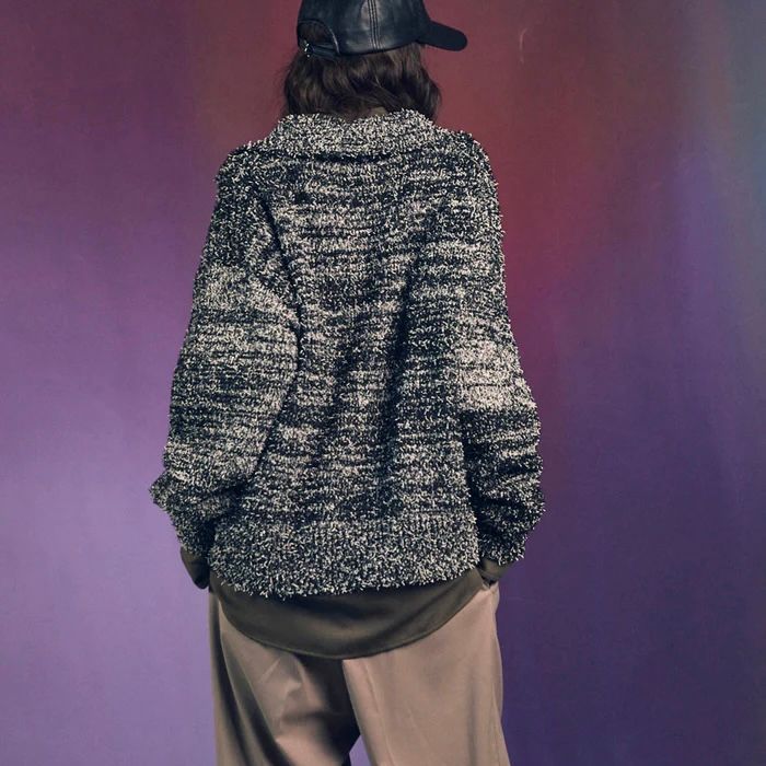 【残り一点】Mix Color Fancy Yarn Prime-Over Skipper Knit Pullover