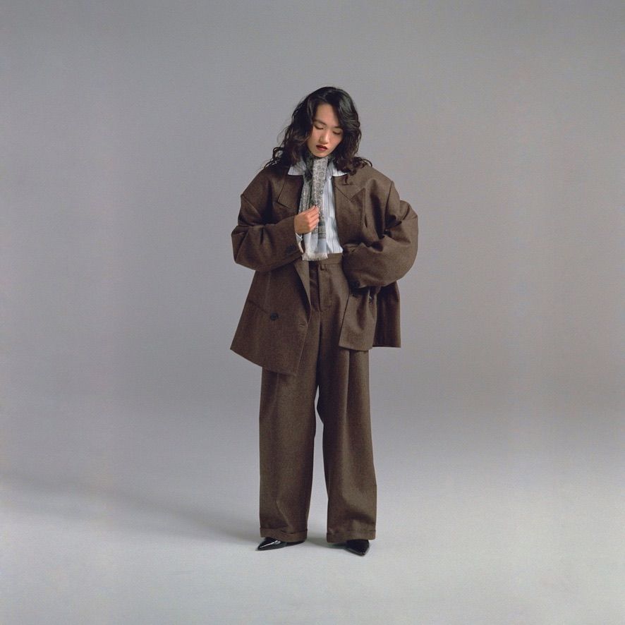【残り一点】Round Big Shoulder Wool Flannel Jacket