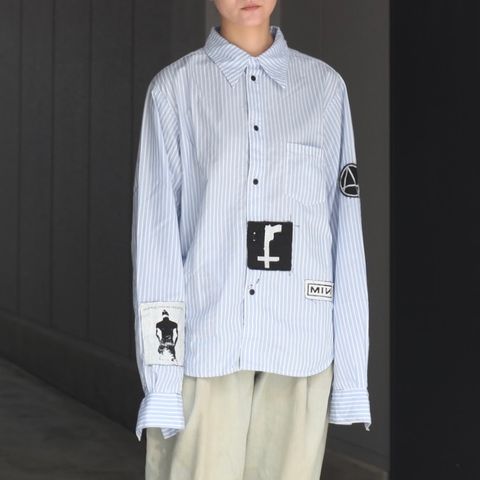 【残り一点】Bootleg Stripe Shirts With Patched(MIN)