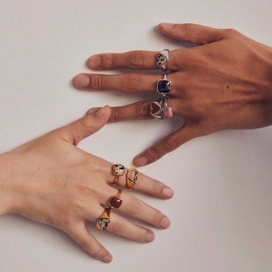 【お取り寄せ注文可能】Square Cabochon Dalmatian Stone Ring