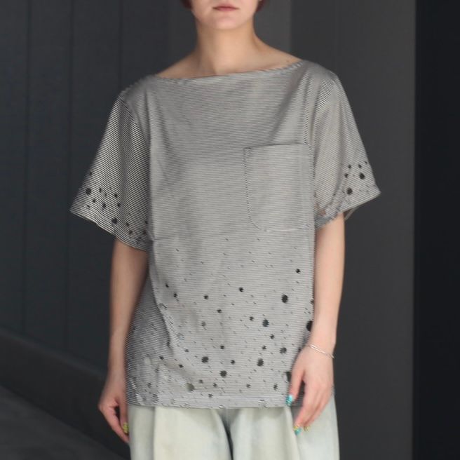【残り一点】Destroyed Boat Neck Stripe Tee