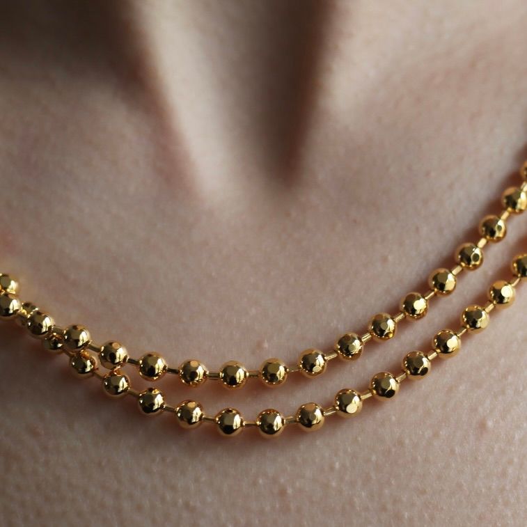 【残りわずか】Cutting Ball Long Necklace & Bracelet(GOLD)