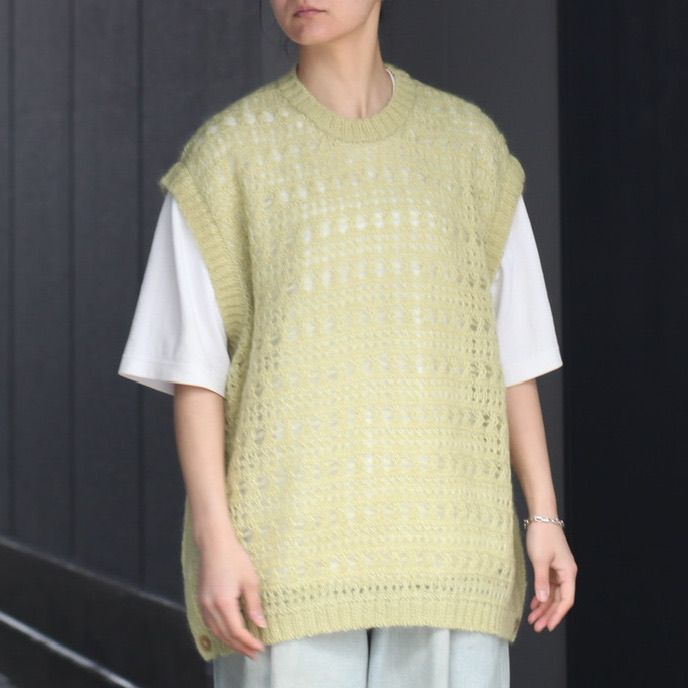 23ss MOHAIR SILK MESH KNIT SHIRT YOKE-