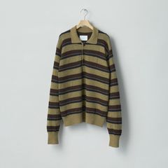【残りわずか】W/AL/NY Knit Stripe Polo LS