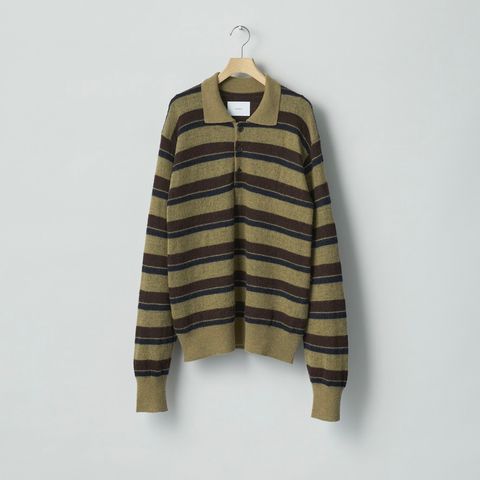 【残り一点】W/AL/NY Knit Stripe Polo LS