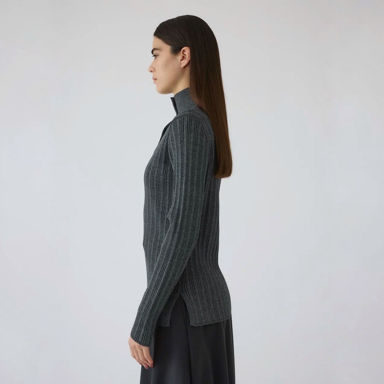 【残り一点】Open Collar Rib Knit Tops