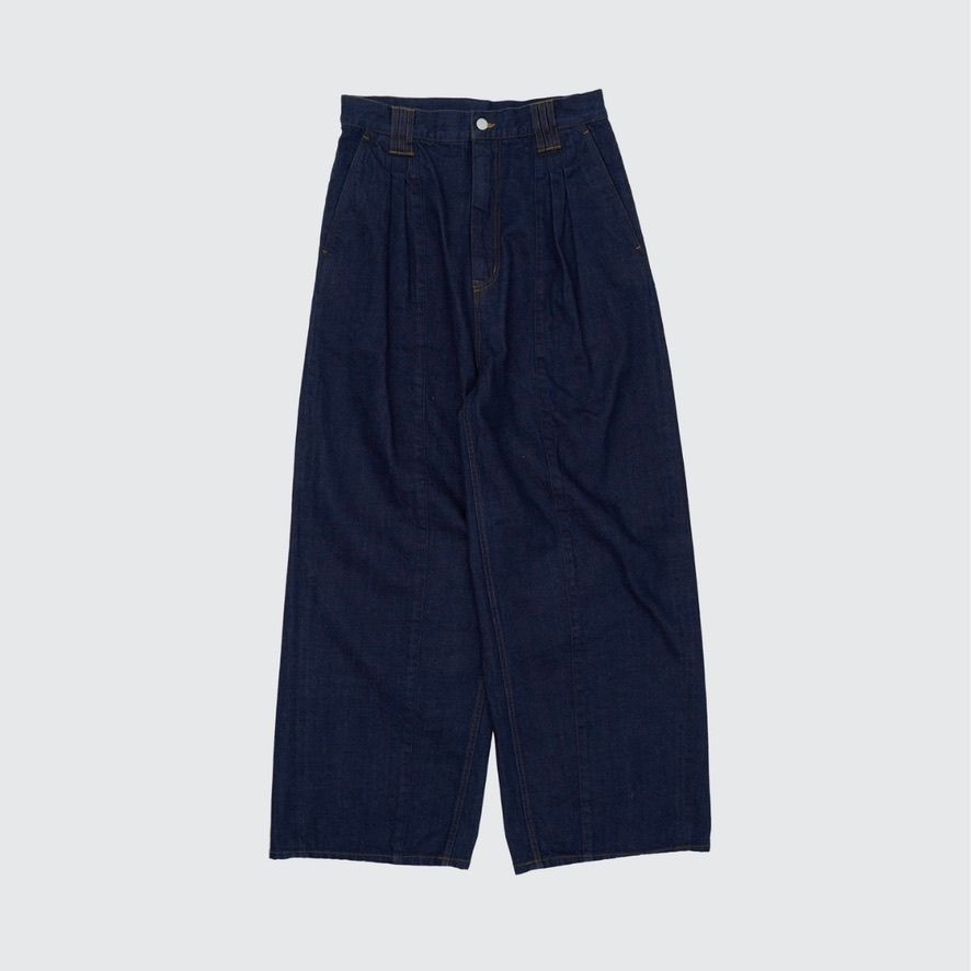 【残り一点】Denim 3pleated Wide-Leg Trousers