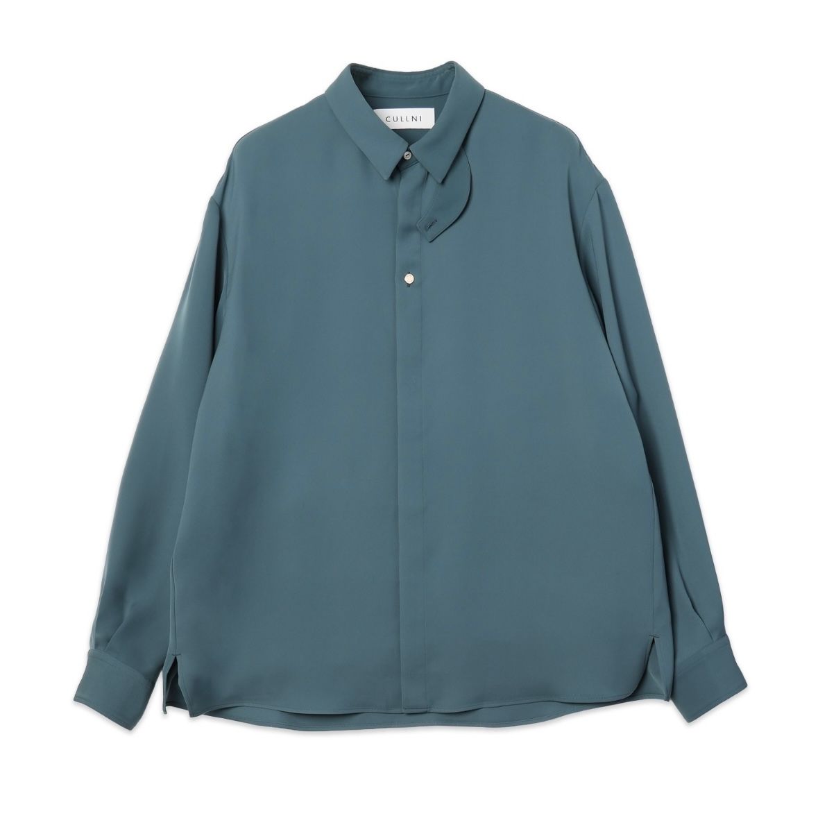 【残り一点】Double Satin Minimal Chin Tab Long Sleeve Shirt