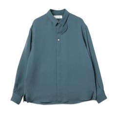 【残り一点】Double Satin Minimal Chin Tab Long Sleeve Shirt