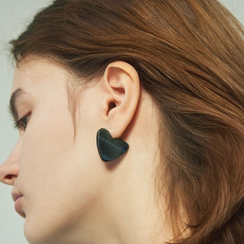 【残り一点】How Raw Heart Plate Earrings(両耳用）