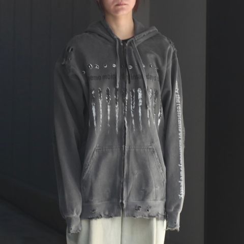 【残り一点】Bootleg Zip Up Hoodie With Damaged(SHINE)
