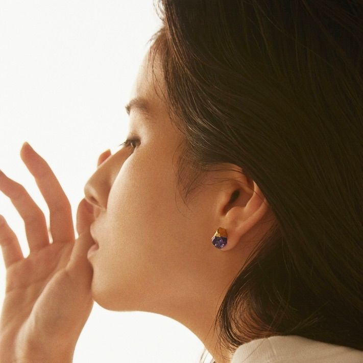 【お取り寄せ注文可能】Rough Stone Amethyst Earrings(両耳用）