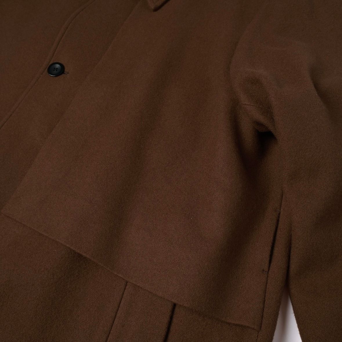 【残り一点】Lamb Wool Melton Layered Long Coat