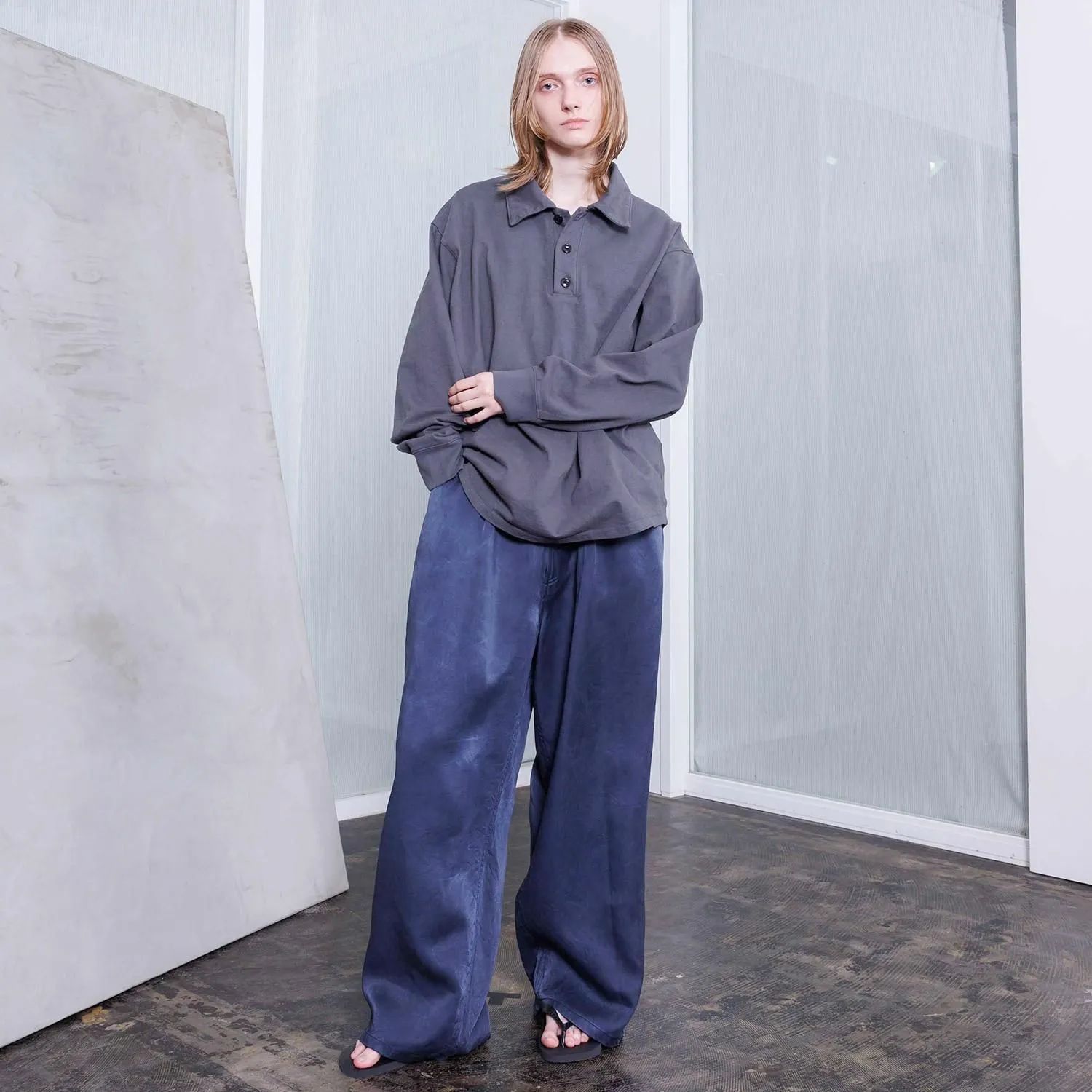 【残り一点】ヘビーコットンガーメントダイL/Sポロシャツ