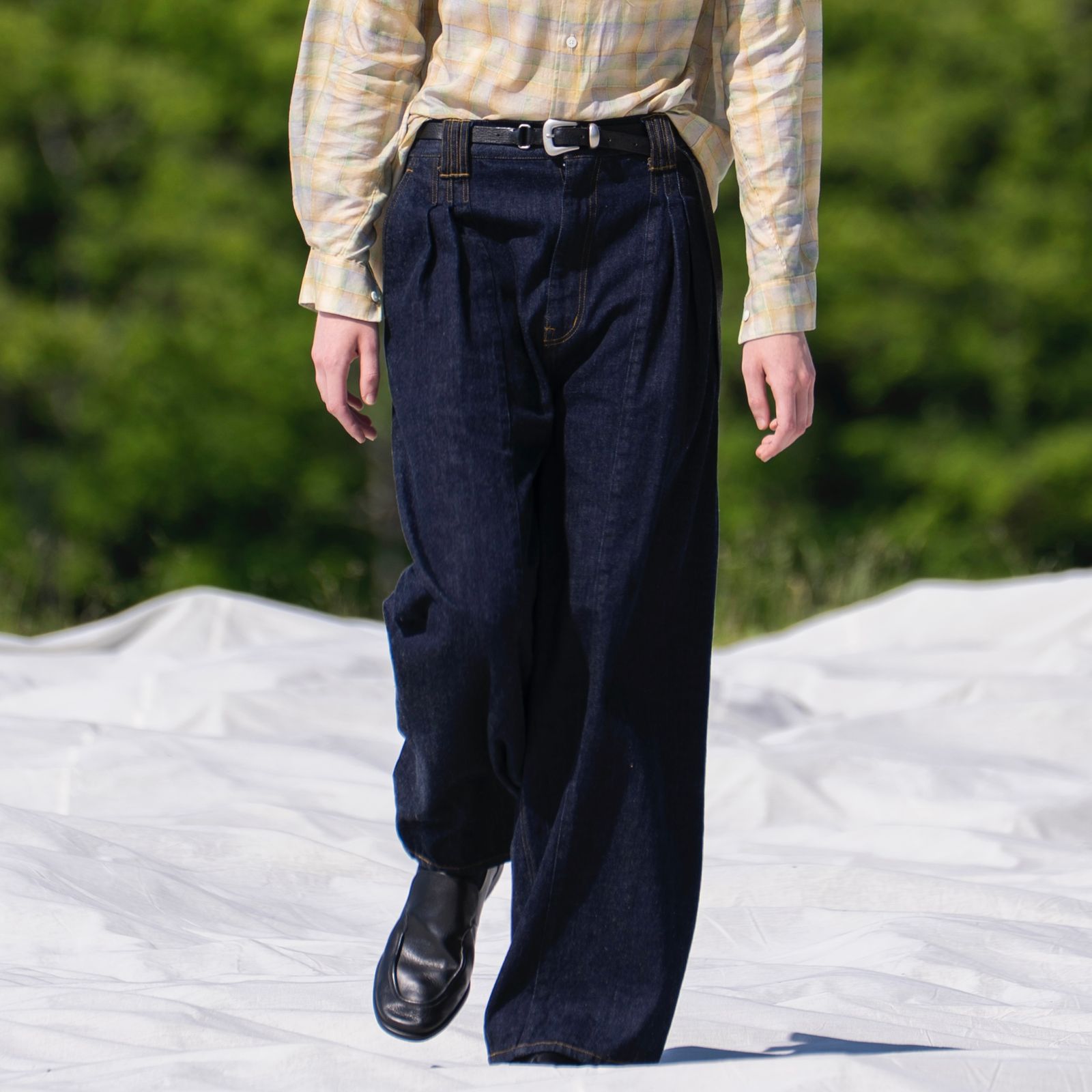 【残り一点】3pleated Wide Leg Denim Trousers