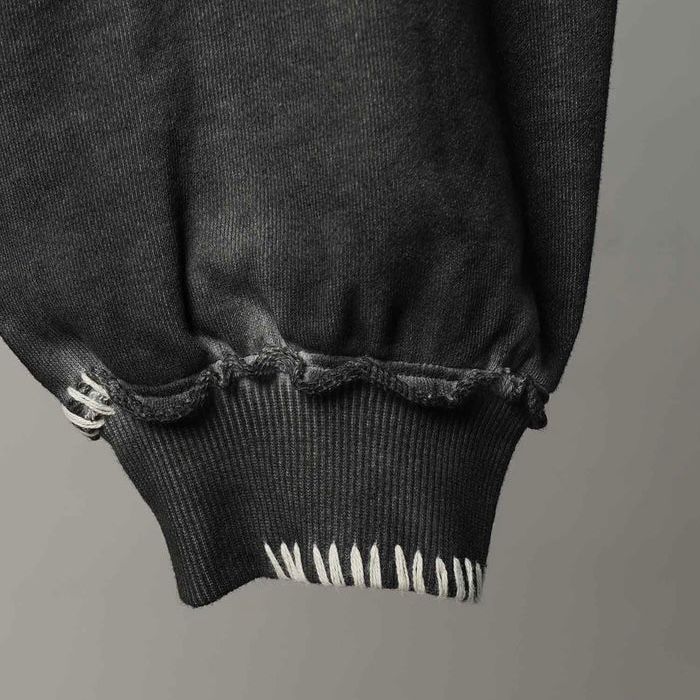 【残り一点】Heavy-Weight Sweat Embroidery Damage Over-Dye Crew Neck Pullover