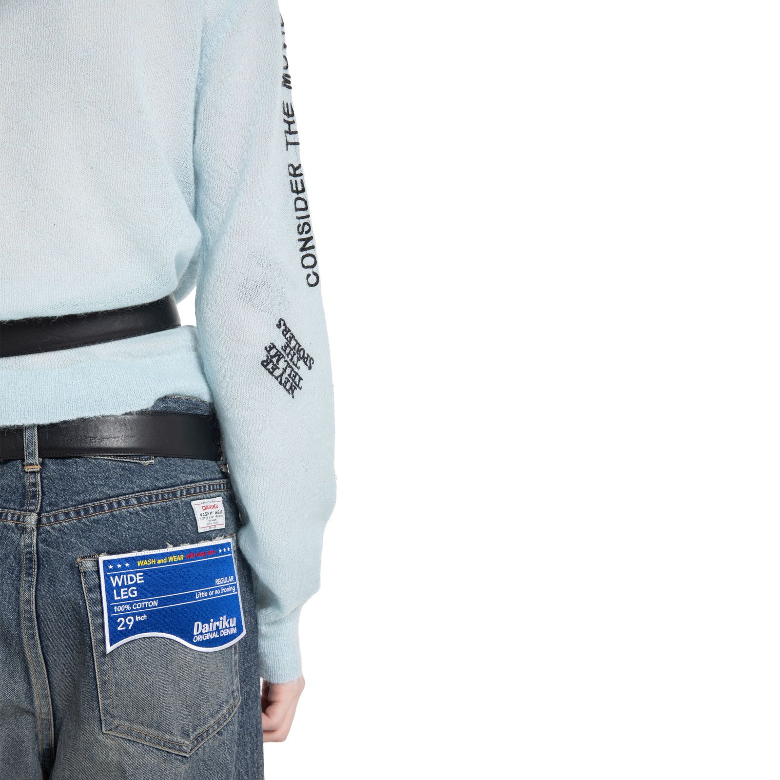 【残り一点】"TATTOO" Laser Printed Wide Denim Pants
