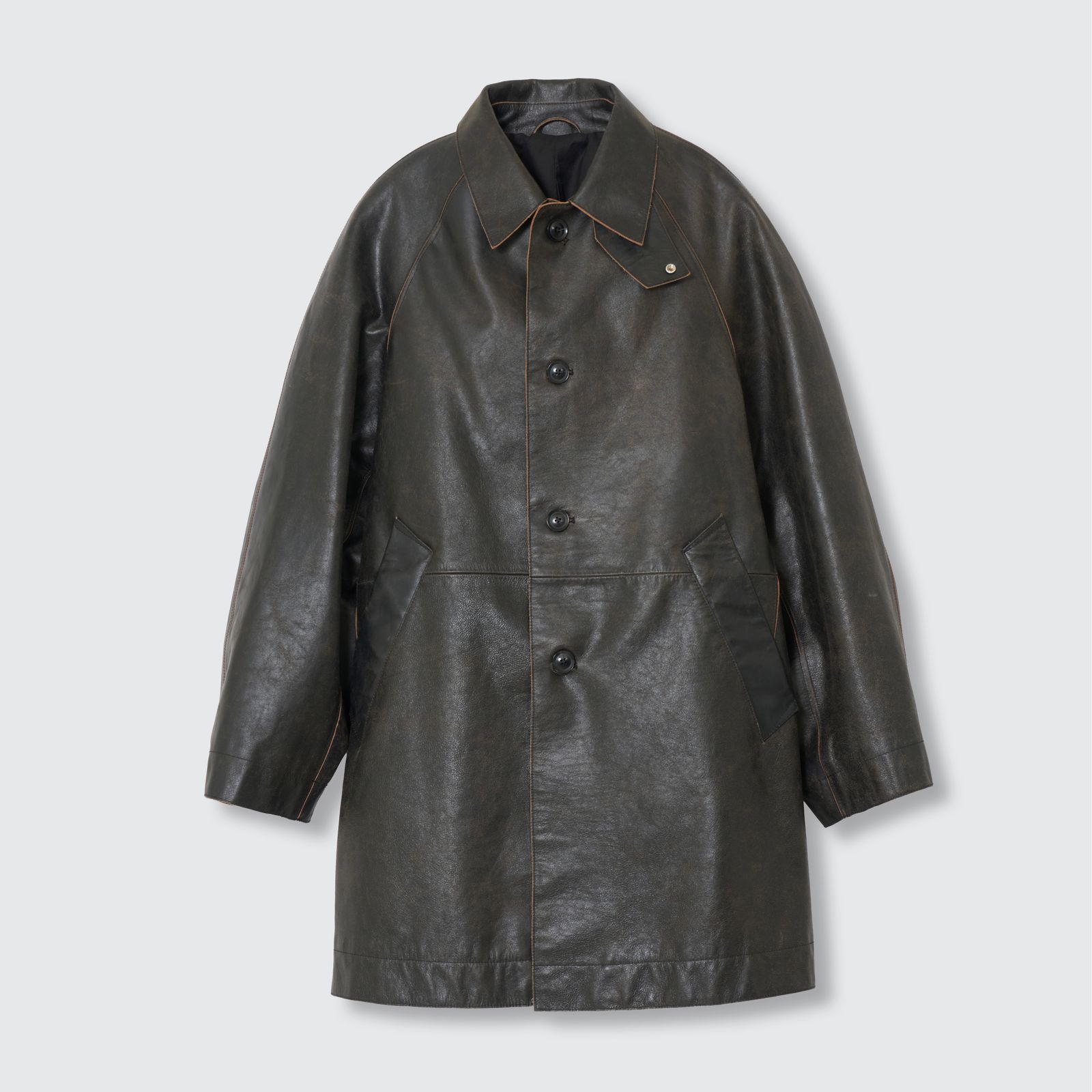 【残り一点】Cracked Leather Cut Off Half Coat
