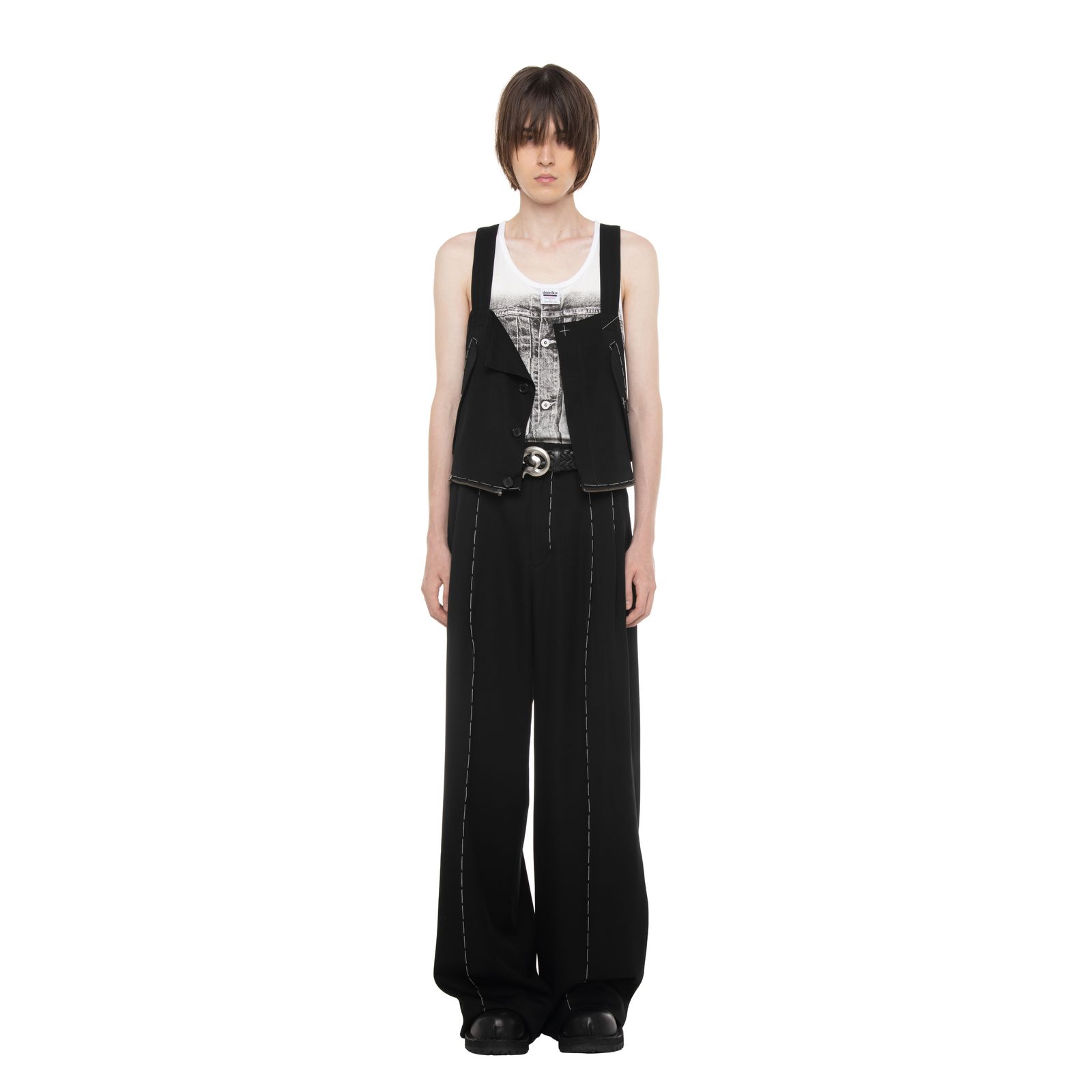 【残り一点】"Hand Stitch" Dress Wide Slacks