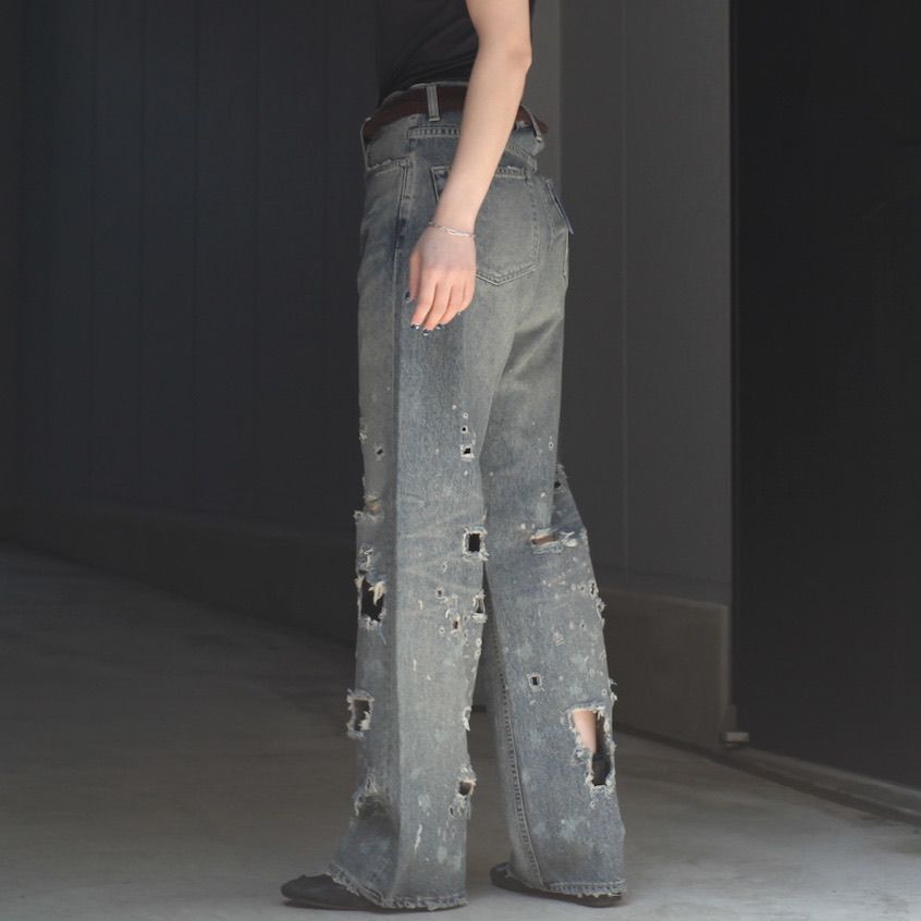 【残りわずか】Damage Straight Denim Pants