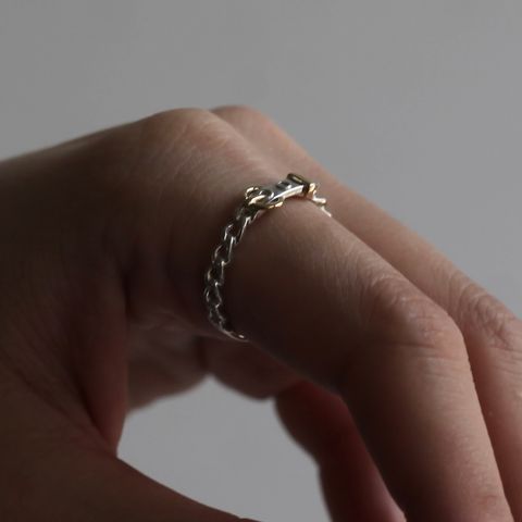 【残り一点】Horse Shoe Buckle Curb Chain Ring(18K POINT)