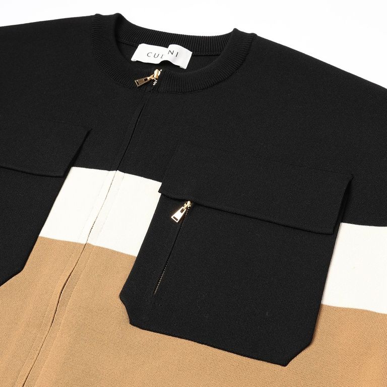 CULLNI - 【残り一点】Big Pocket Zip Up Collar Less Knit Jacket 