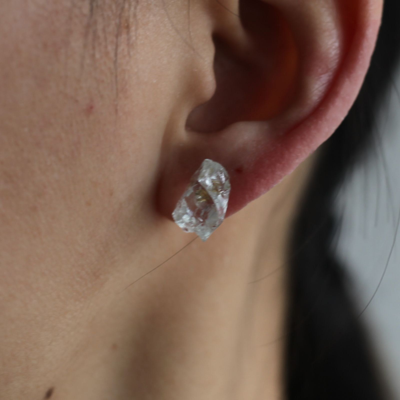 【残り一点】Rough Stone Aquamarine Earrings(両耳用）
