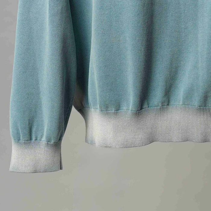 【残り一点】High Twist Pigment Bleach Prime-Over Long Sleeve Knit Polo Shirt