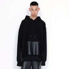 【残り一点】Leather Pocket Zip-up Sweat Hoodie