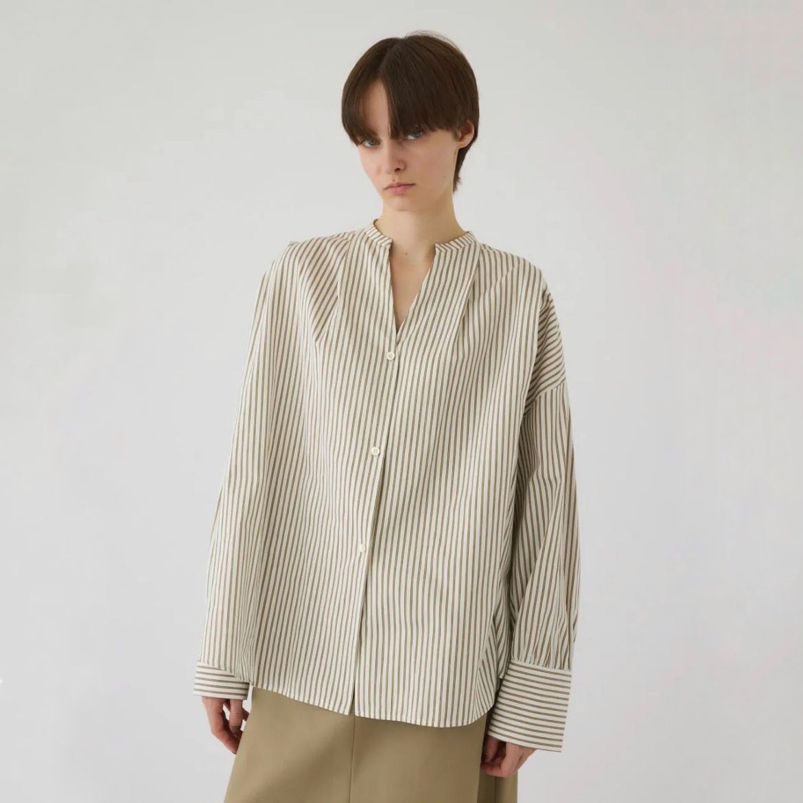 美品 RIM.ARK Tuck sleeve long OP ベージュ RIM.ARK | Sleeve tuck cut tops (T-SHIRT(LONG SLEEVE) ) |RIM